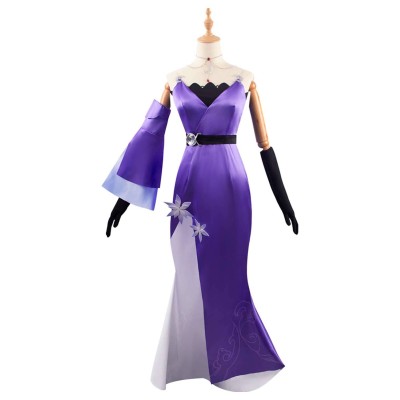 Honkai: Star Rail Jingliu Concert 2024 Women Purple Dress Suit Cosplay Costume Halloween Carnival Outfit