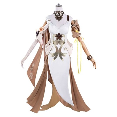 Honkai: Star Rail Aglaea Women White Dress Fullset Cosplay Costume Halloween Carnival Outfit