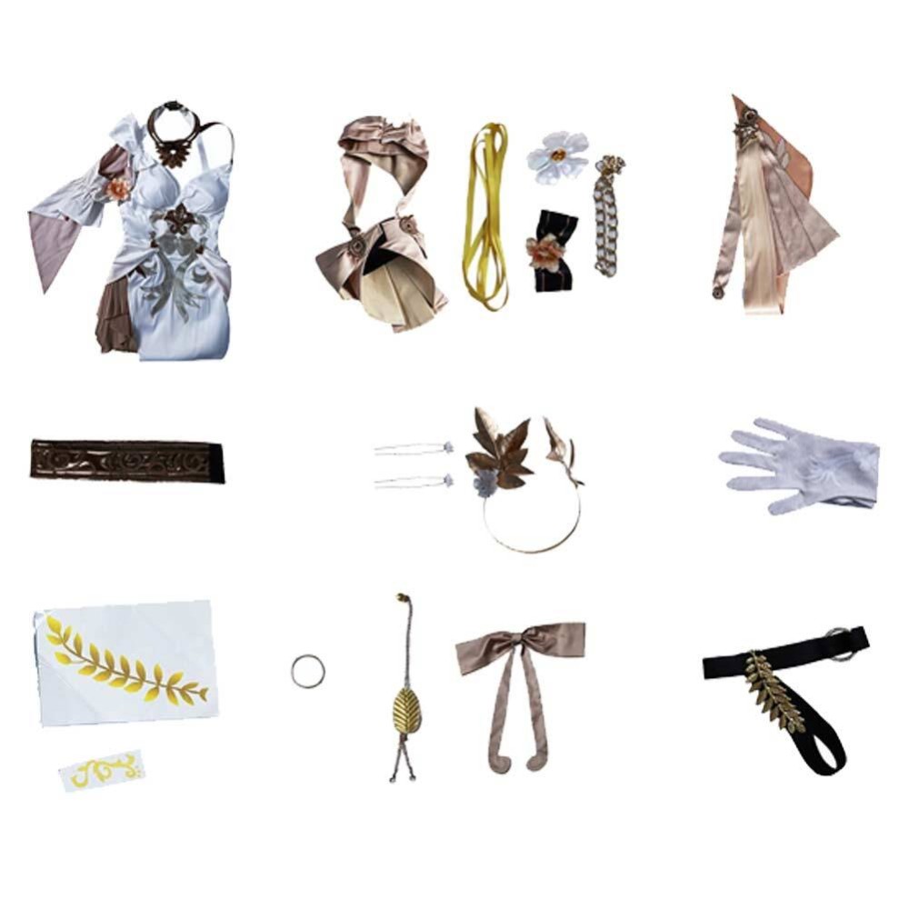 Honkai: Star Rail Aglaea Women White Dress Fullset Cosplay Costume Halloween Carnival Outfit