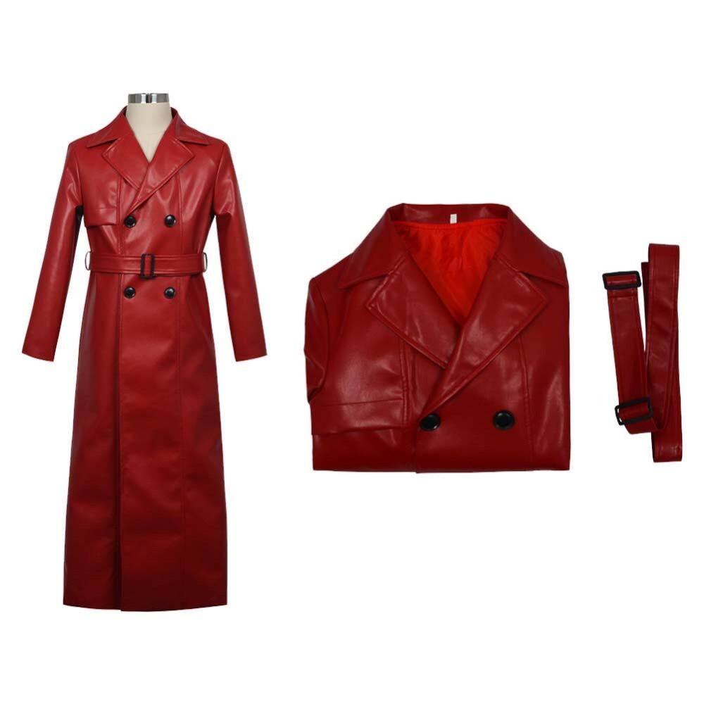 Homicipher Scarlet Rain Men Red Overcoat Cosplay Costume Halloween Carnival Outfit