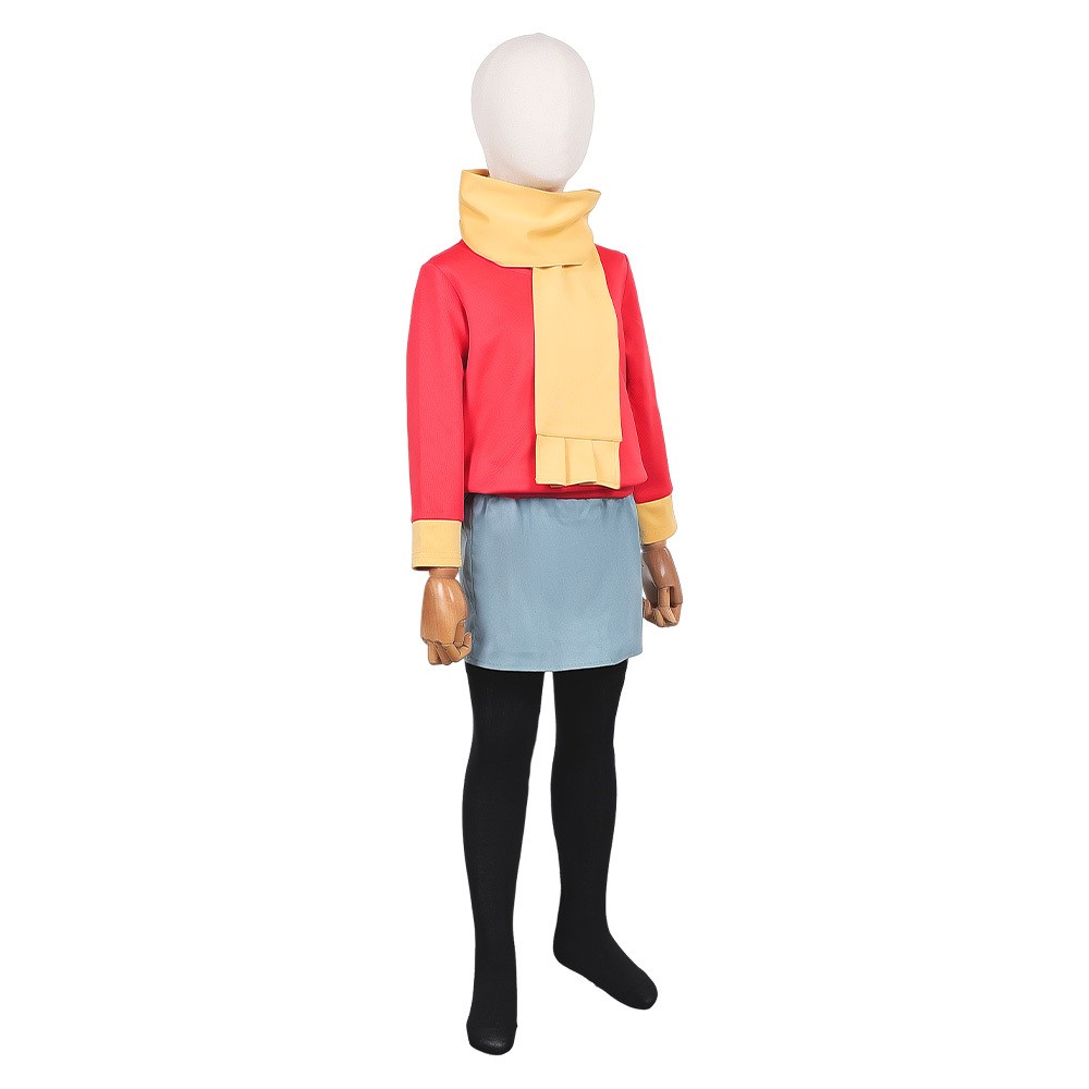 Hilda Kids Children Red Fullset Party Cosplay Costume Halloween Carnival Outfit
