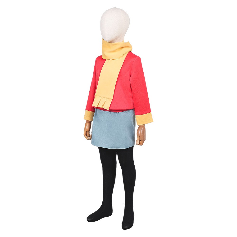 Hilda Kids Children Red Fullset Party Cosplay Costume Halloween Carnival Outfit