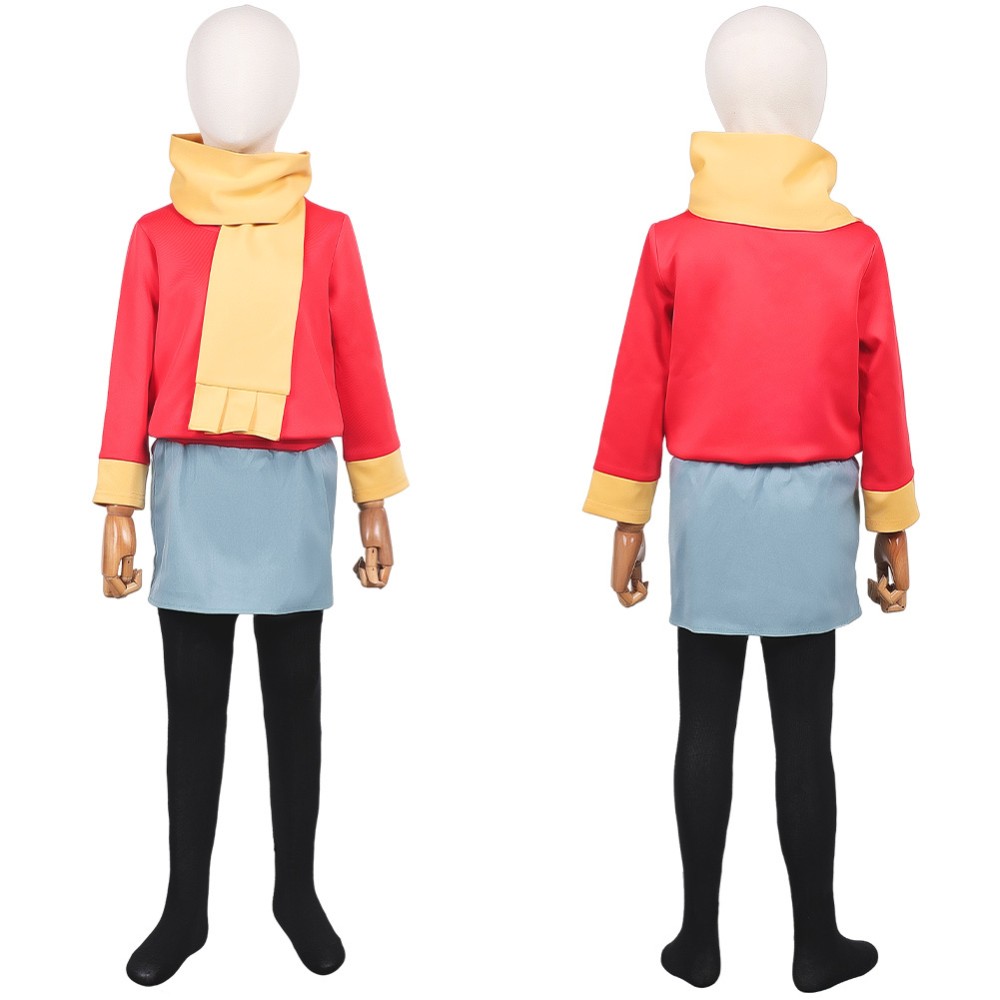 Hilda Kids Children Red Fullset Party Cosplay Costume Halloween Carnival Outfit