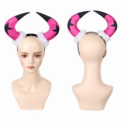 Helluva Boss Verosika Pink Star Horn Headband Accessories Cosplay Costume Halloween Carnival