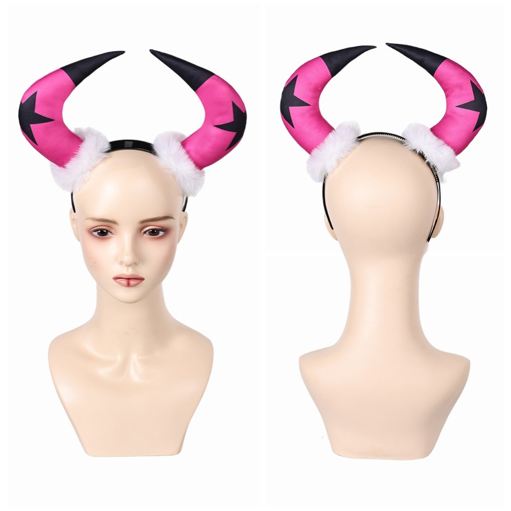 Helluva Boss Verosika Pink Star Horn Headband Accessories Cosplay Costume Halloween Carnival