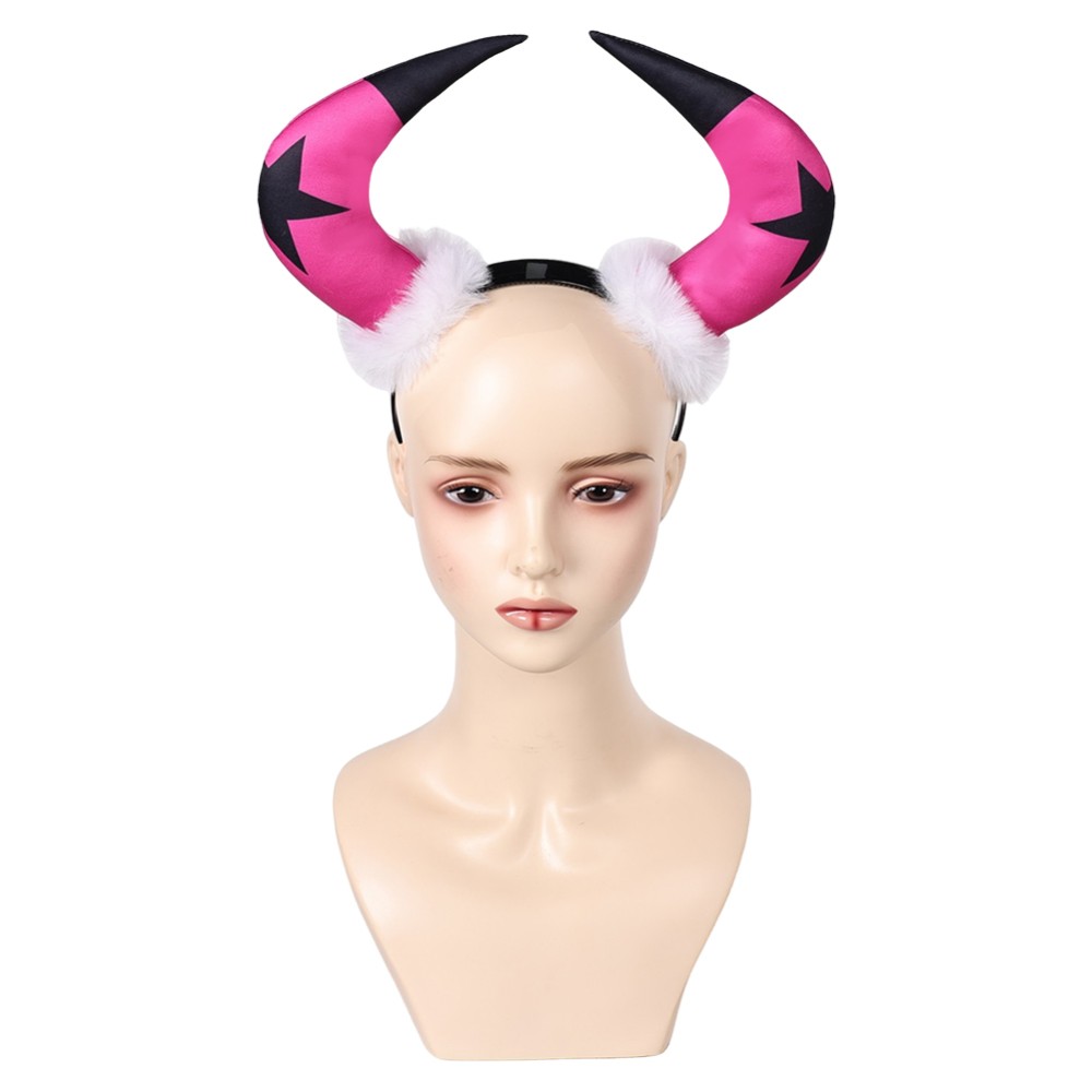 Helluva Boss Verosika Pink Star Horn Headband Accessories Cosplay Costume Halloween Carnival