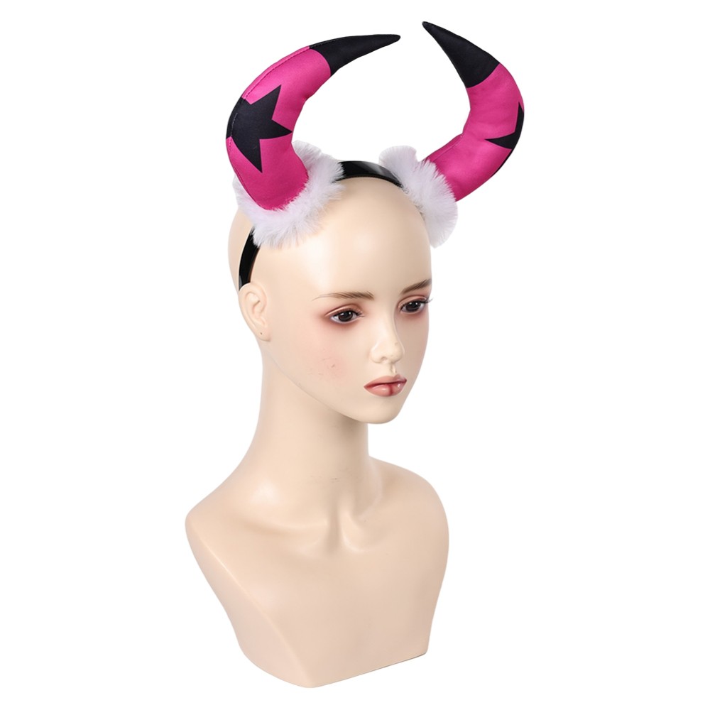 Helluva Boss Verosika Pink Star Horn Headband Accessories Cosplay Costume Halloween Carnival