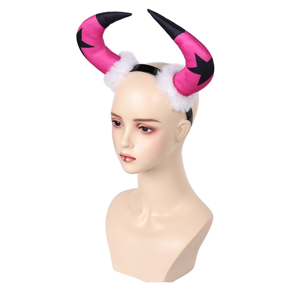 Helluva Boss Verosika Pink Star Horn Headband Accessories Cosplay Costume Halloween Carnival