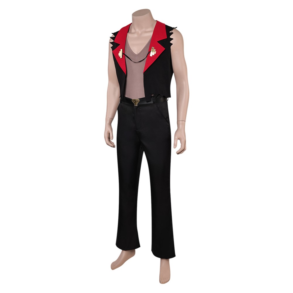 Helluva Boss Satan Black Top Pants Cosplay Costume Halloween Carnival Outfit
