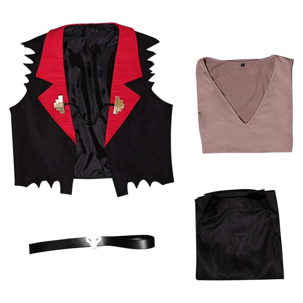 Helluva Boss Satan Black Top Pants Cosplay Costume Halloween Carnival Outfit