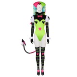 Helluva Boss Hazbin Hotel Fizzarolli Women Green Clown Suit Cosplay Costume Halloween Carnival Outfit