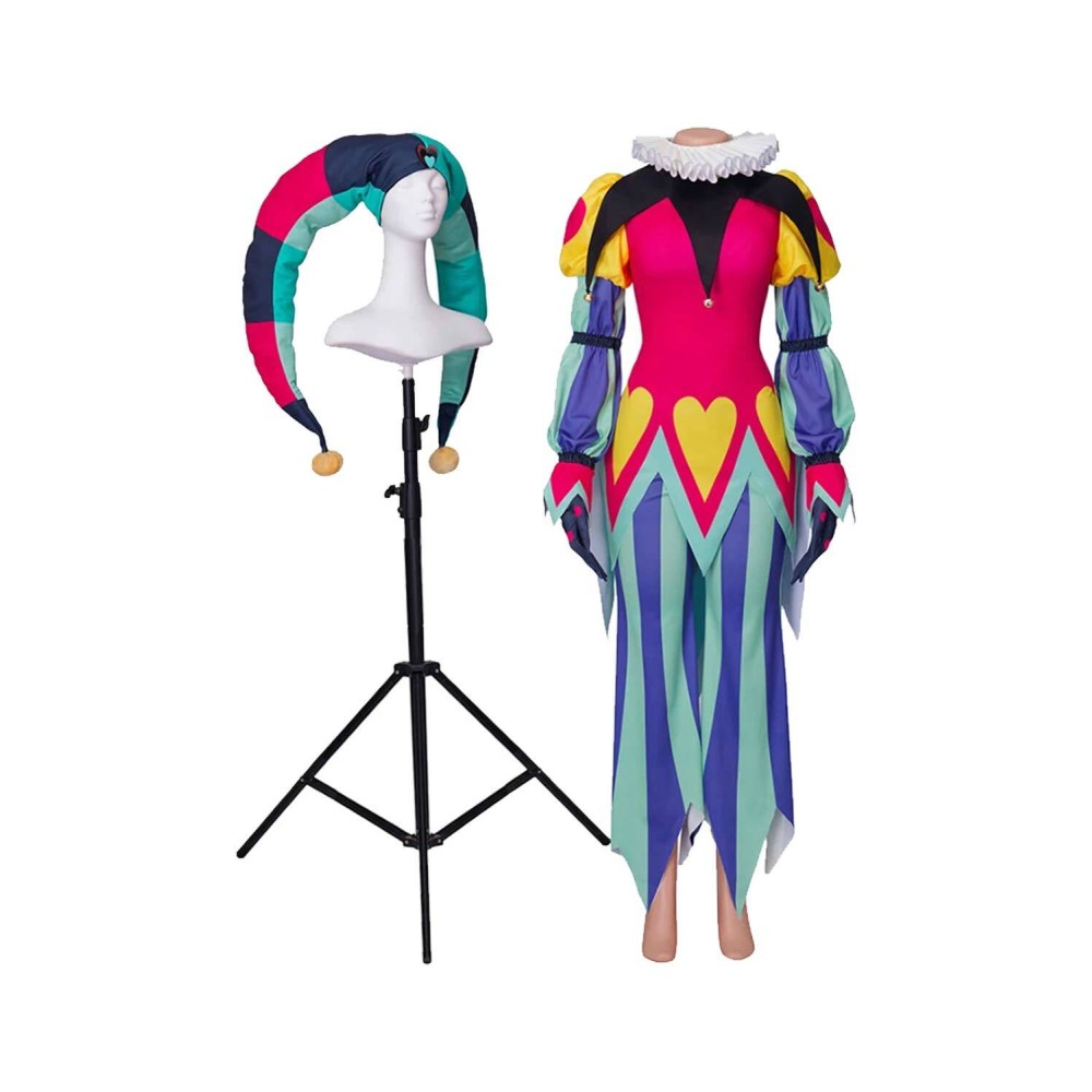 Helluva Boss Hazbin Hotel Fizzarolli Clown Suit With Hat Suit Cosplay Costume Halloween Carnival Outfit