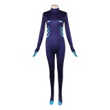 Hazbin Hotel Vox Women Blue Jumpsuit Cosplay Costume Halloween Carnival Outfit