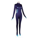Hazbin Hotel Vox Women Blue Jumpsuit Cosplay Costume Halloween Carnival Outfit