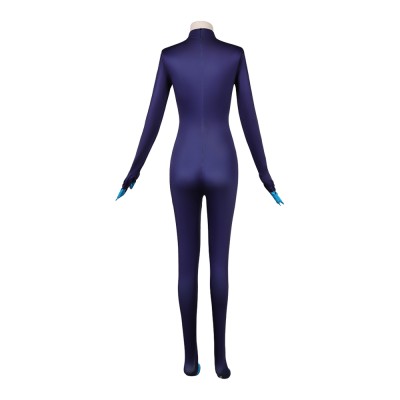 Hazbin Hotel Vox Women Blue Jumpsuit Cosplay Costume Halloween Carnival Outfit