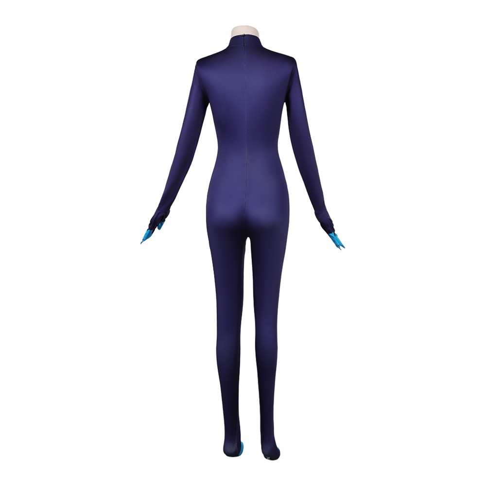 Hazbin Hotel Vox Women Blue Jumpsuit Cosplay Costume Halloween Carnival Outfit