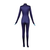 Hazbin Hotel Vox Women Blue Jumpsuit Cosplay Costume Halloween Carnival Outfit