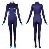 Hazbin Hotel Vox Women Blue Jumpsuit Cosplay Costume Halloween Carnival Outfit