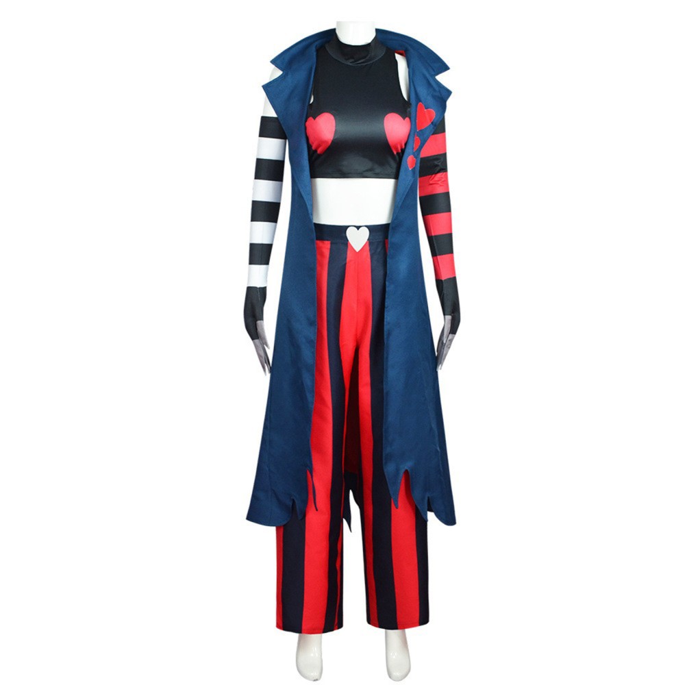 Hazbin Hotel Velvette Women Red Blue Suit Cosplay Costume Halloween Carnival Outfit