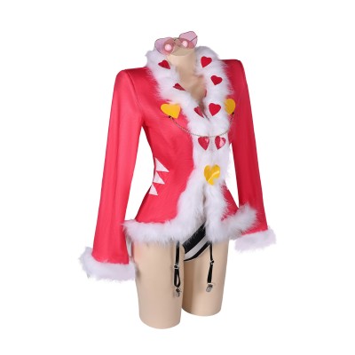 Hazbin Hotel Valentino Pink Sexy Lingerie for Women With Glasses 3Piece Set Suit Cosplay Costume Halloween Carnival Outfit