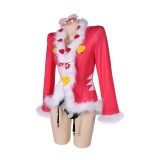 Hazbin Hotel Valentino Pink Sexy Lingerie for Women With Glasses 3Piece Set Suit Cosplay Costume Halloween Carnival Outfit
