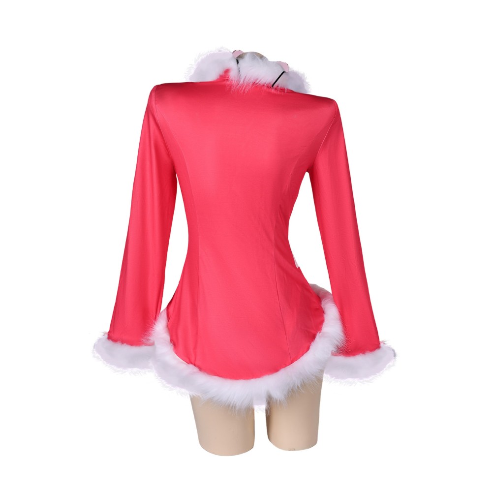 Hazbin Hotel Valentino Pink Sexy Lingerie for Women With Glasses 3Piece Set Suit Cosplay Costume Halloween Carnival Outfit