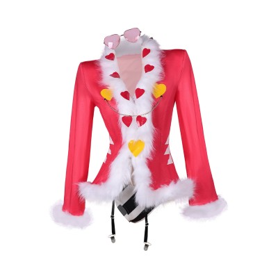 Hazbin Hotel Valentino Pink Sexy Lingerie for Women With Glasses 3Piece Set Suit Cosplay Costume Halloween Carnival Outfit