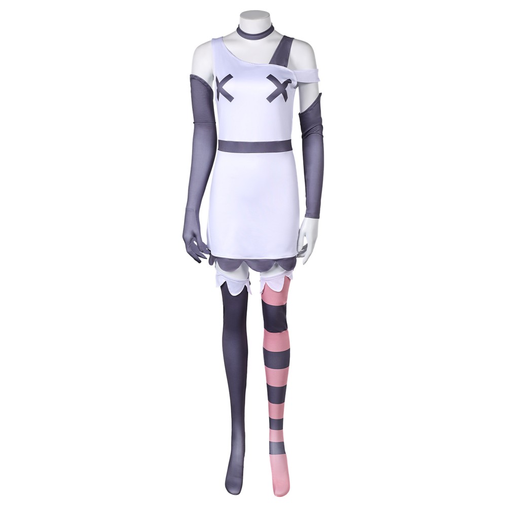 Hazbin Hotel Vaggie Women White Dress Set Suit Cosplay Costume Halloween Carnival Outfit