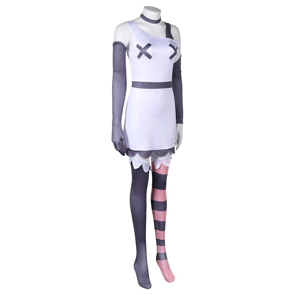 Hazbin Hotel Vaggie Women White Dress Set Suit Cosplay Costume Halloween Carnival Outfit