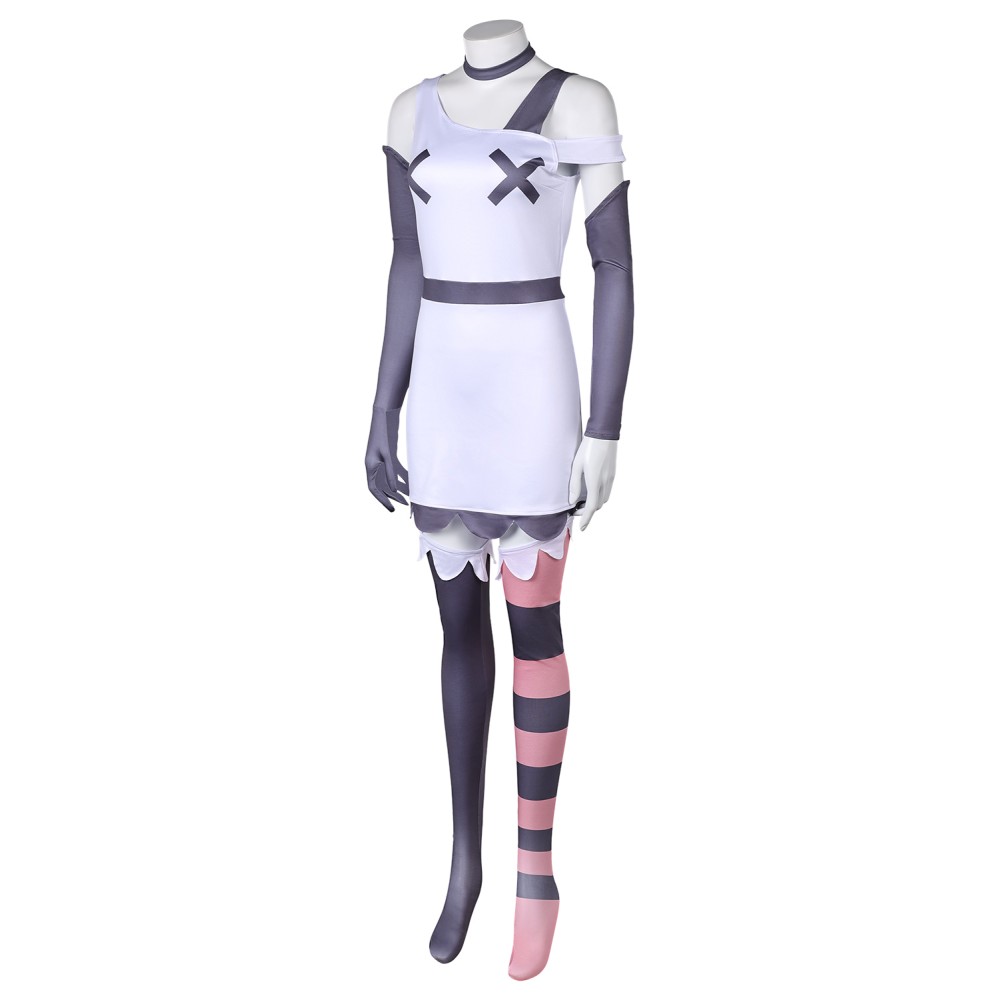 Hazbin Hotel Vaggie Women White Dress Set Suit Cosplay Costume Halloween Carnival Outfit