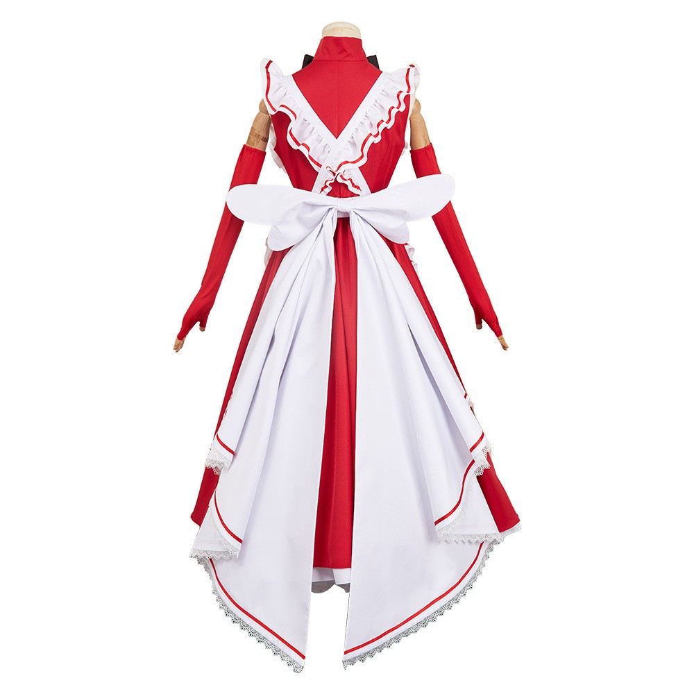 Hazbin Hotel Vaggie Maid and Butler Cafe Red Maiden Dress Party Cosplay Costume Halloween Carnival