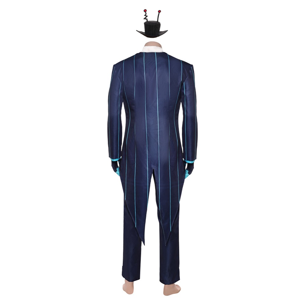 Hazbin Hotel Season 2 Vox Blue Striped Tailcoat Cosplay Costume Halloween Carnival Outfit