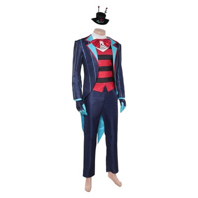 Hazbin Hotel Season 2 Vox Blue Striped Tailcoat Cosplay Costume Halloween Carnival Outfit
