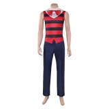 Hazbin Hotel Season 2 Vox Blue Striped Tailcoat Cosplay Costume Halloween Carnival Outfit