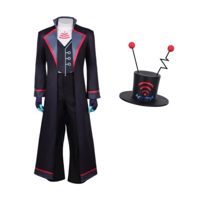 Hazbin Hotel Season 2 Vox Black Long Trench Coat Cosplay Costume Halloween Carnival Outfit