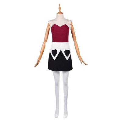 Hazbin Hotel Season 2 Velvette Black Fur Collar Dress Party Cosplay Costume Halloween Carnival