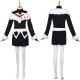 Hazbin Hotel Season 2 Velvette Black Fur Collar Dress Party Cosplay Costume Halloween Carnival
