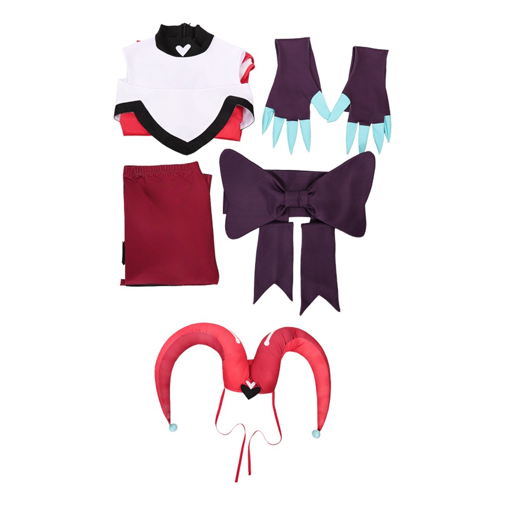 Hazbin Hotel Season 2 Kitty Red Clown Knit Set Cosplay Costume Halloween Carnival Outfit