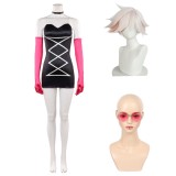 Hazbin Hotel Season 2 Angel Dust Long Gloves Black Dress Cosplay Costume Halloween Carnival Outfit