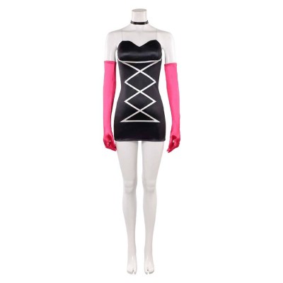 Hazbin Hotel Season 2 Angel Dust Long Gloves Black Dress Cosplay Costume Halloween Carnival Outfit