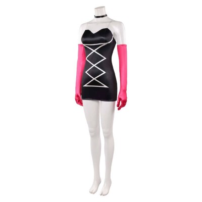 Hazbin Hotel Season 2 Angel Dust Long Gloves Black Dress Cosplay Costume Halloween Carnival Outfit