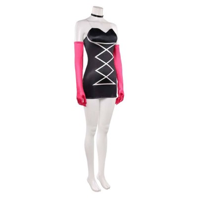 Hazbin Hotel Season 2 Angel Dust Long Gloves Black Dress Cosplay Costume Halloween Carnival Outfit