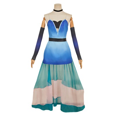 Hazbin Hotel Season 2 Angel Dust Blue Dress Cosplay Costume Halloween Carnival Outfit
