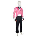 Hazbin Hotel Season 2 Alastor Don't You Forget Men Pink Suit Party Cosplay Costume Halloween Carnival