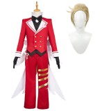 Hazbin Hotel Lucifer Maid and Butler Cafe Bulter Red Unifrom Party Cosplay Costume Halloween Carnival