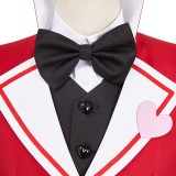 Hazbin Hotel Lucifer Maid and Butler Cafe Bulter Red Unifrom Party Cosplay Costume Halloween Carnival