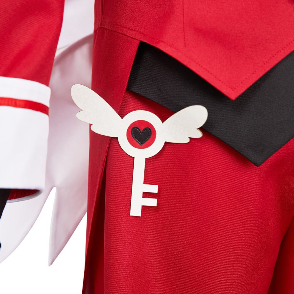 Hazbin Hotel Lucifer Maid and Butler Cafe Bulter Red Unifrom Party Cosplay Costume Halloween Carnival