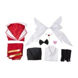 Hazbin Hotel Lucifer Maid and Butler Cafe Bulter Red Unifrom Party Cosplay Costume Halloween Carnival
