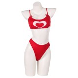Hazbin Hotel Cherri Bomb Red 2 Piece Bikinis Set Swimsuit Suit Cosplay Costume Halloween Carnival Outfit