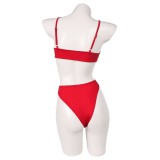 Hazbin Hotel Cherri Bomb Red 2 Piece Bikinis Set Swimsuit Suit Cosplay Costume Halloween Carnival Outfit